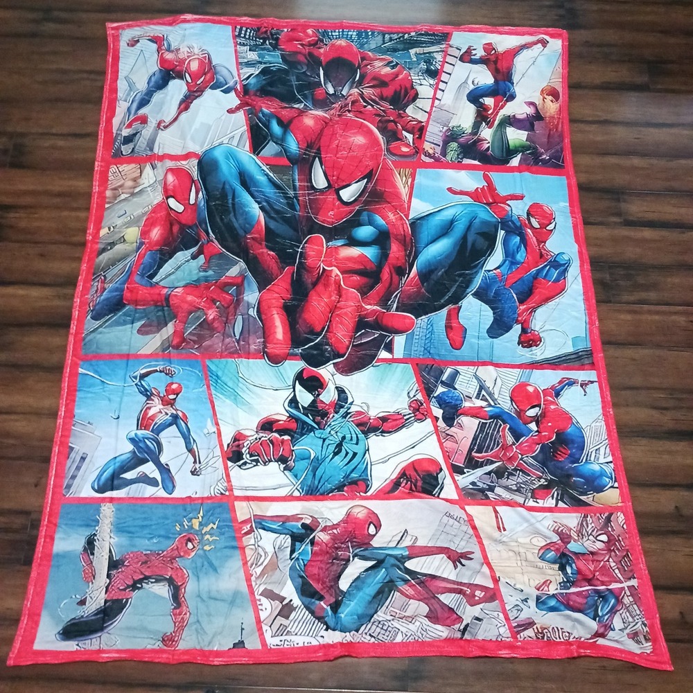 Marvel Spider-Man Comic Panel Fleece Throw Blanket 80x70 Scarlet Spider Red Blue